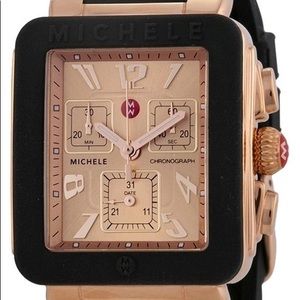 Black and rose gold deco jelly Michele watch